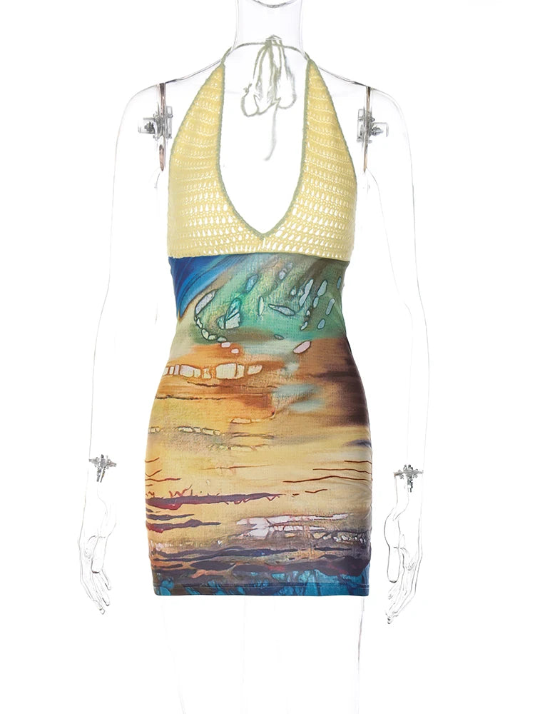 Scenery Print Mini Dress