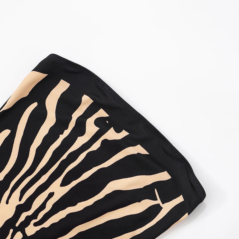 Zebra Printed Strapless Dress