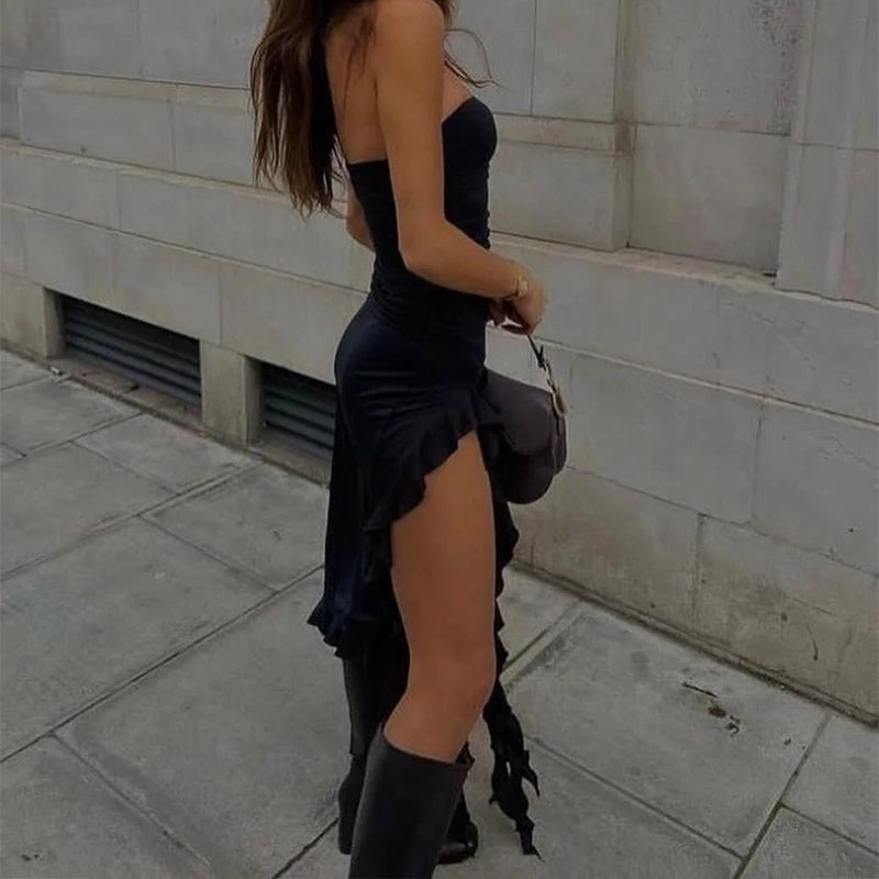 Hemline High Slit Dress