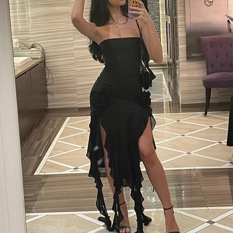 Hemline High Slit Dress