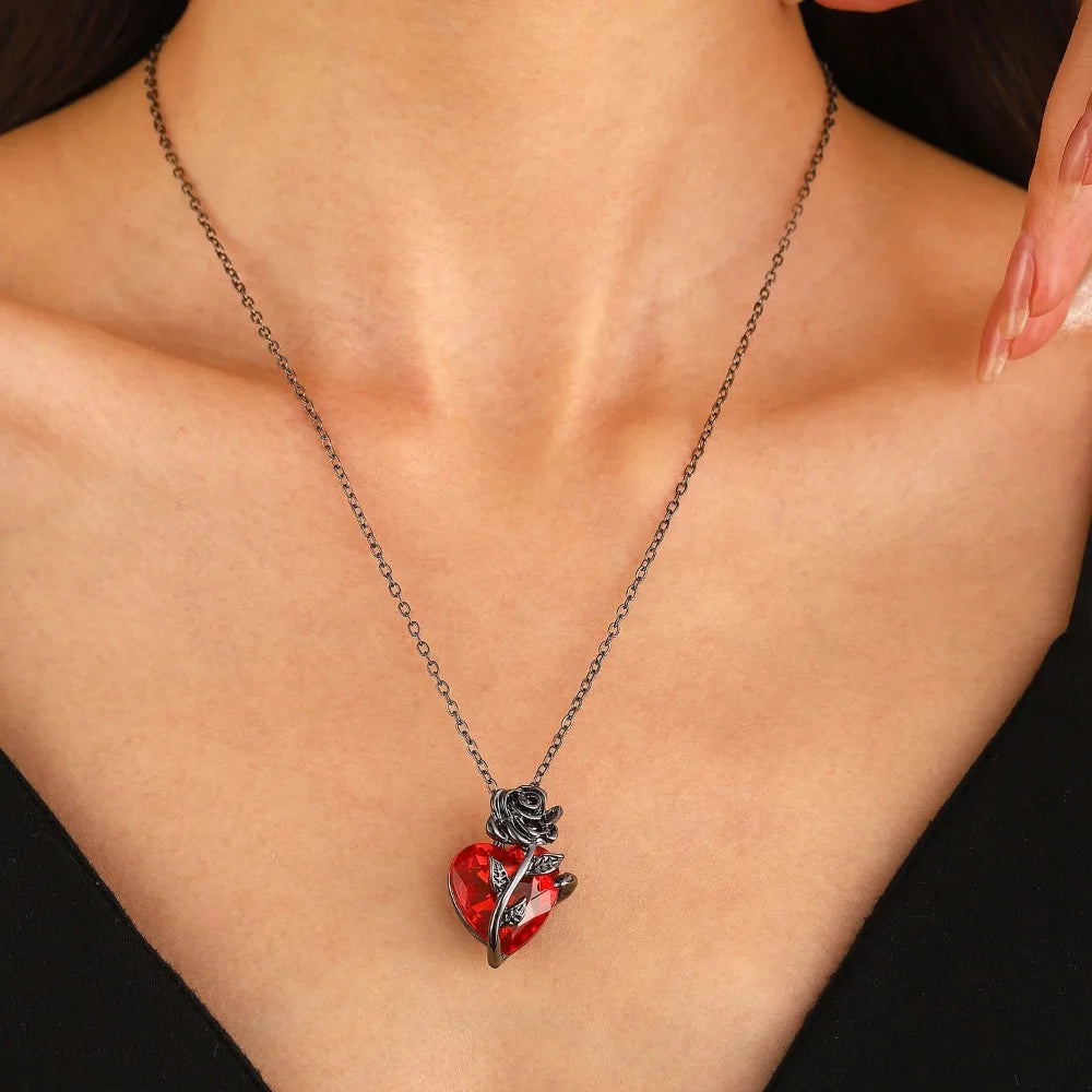 Gothic Rose Red Necklace