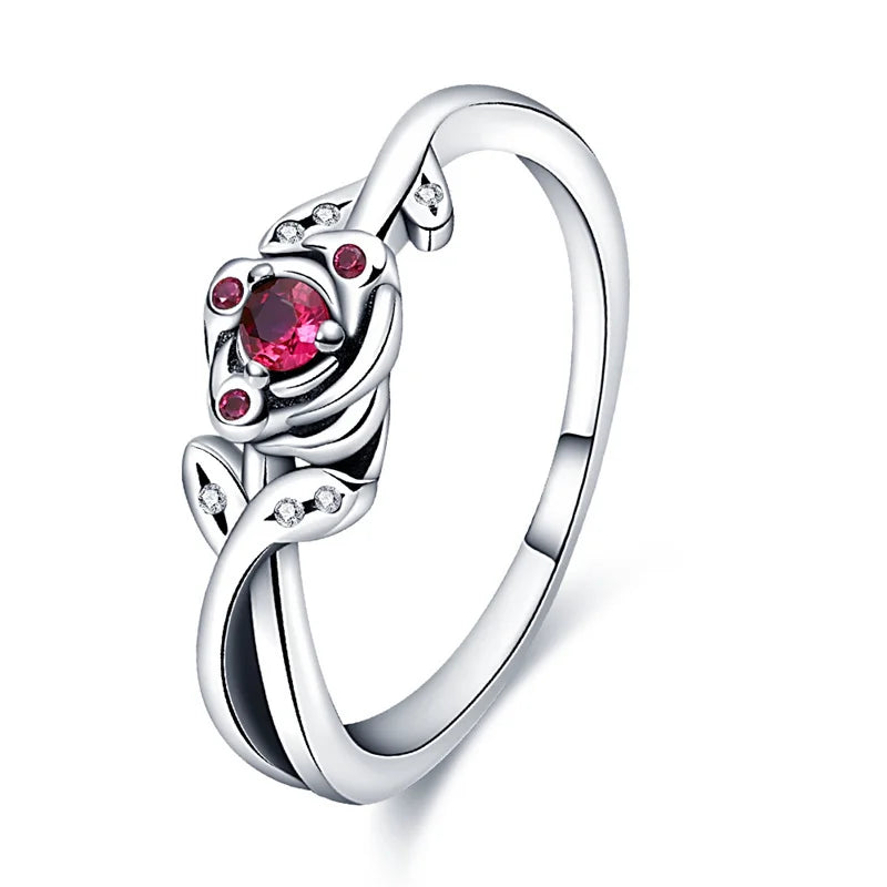 Pink Heart & Rose Flower Rings