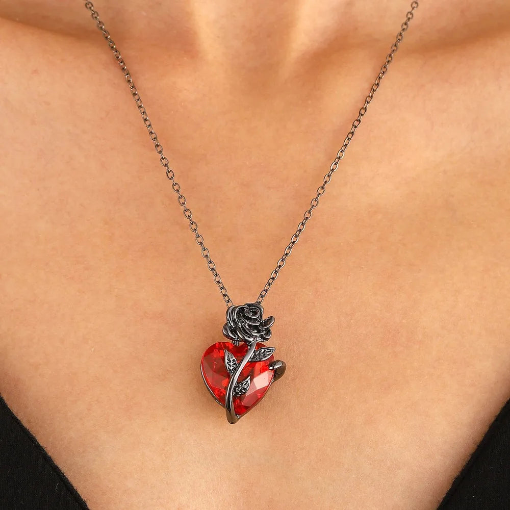 Gothic Rose Red Necklace