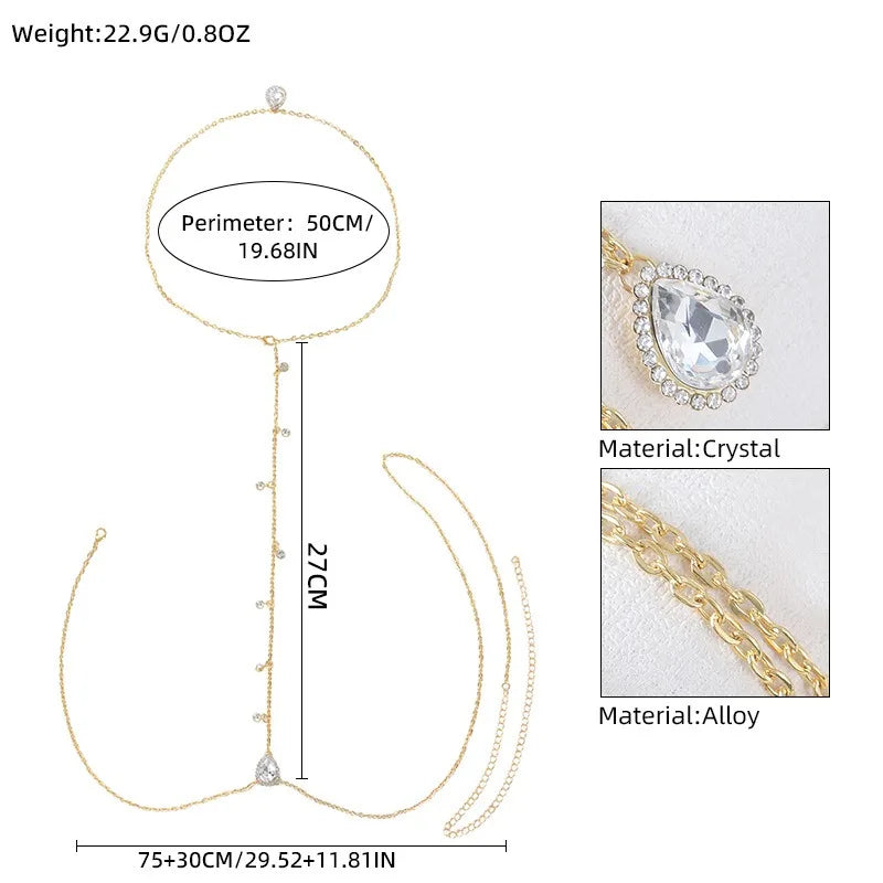 Rhinestone Waterdrop Body Chain