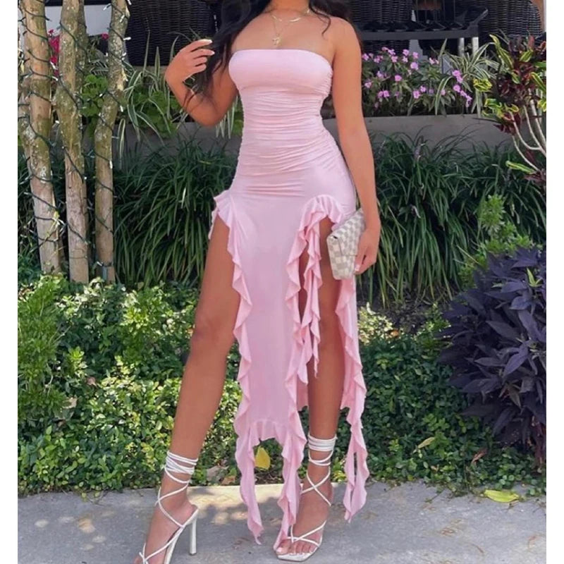 Hemline High Slit Dress
