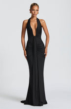Draped Ruched Sexy Maxi Dress