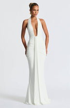 Draped Ruched Sexy Maxi Dress