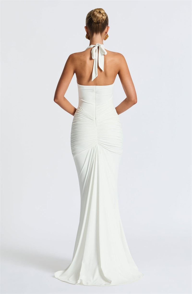 Draped Ruched Sexy Maxi Dress