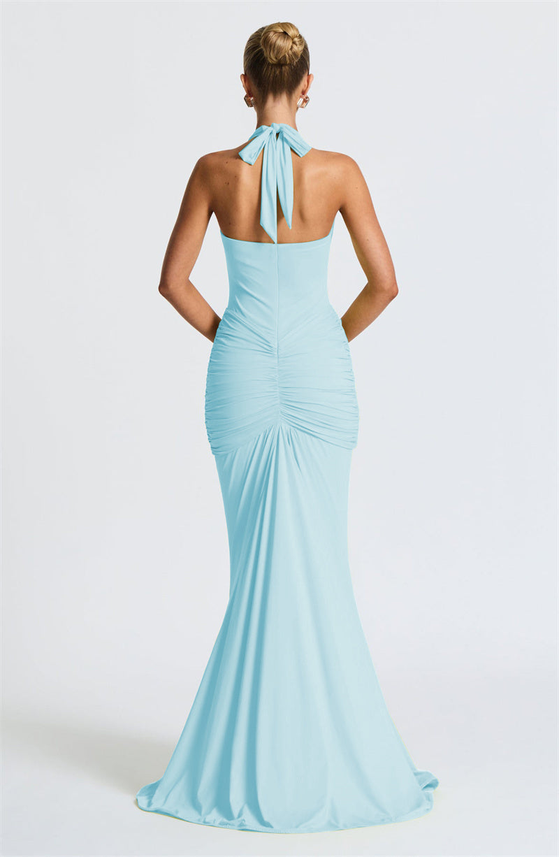Draped Ruched Sexy Maxi Dress