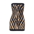 Zebra Printed Strapless Dress