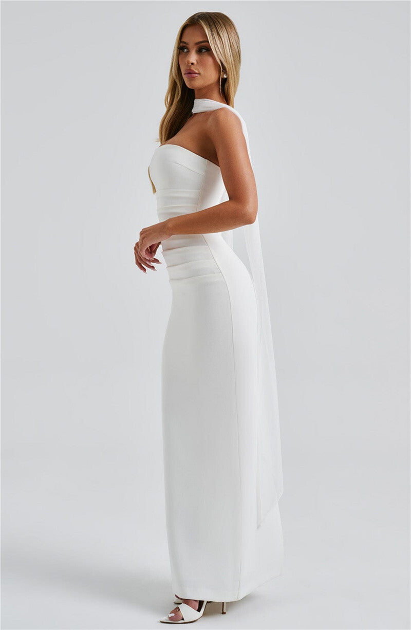 Scarf Collar Maxi Dress