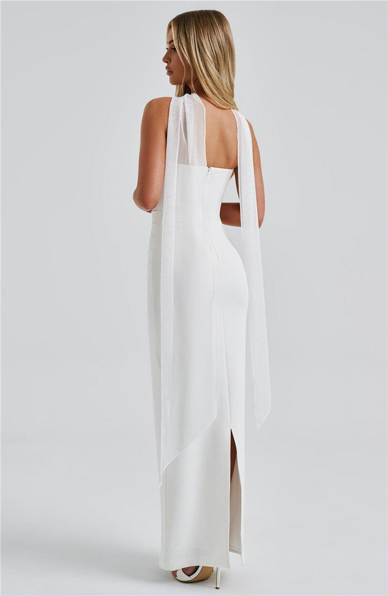 Scarf Collar Maxi Dress