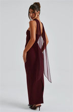 Scarf Collar Maxi Dress