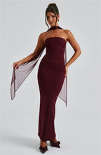 Scarf Collar Maxi Dress